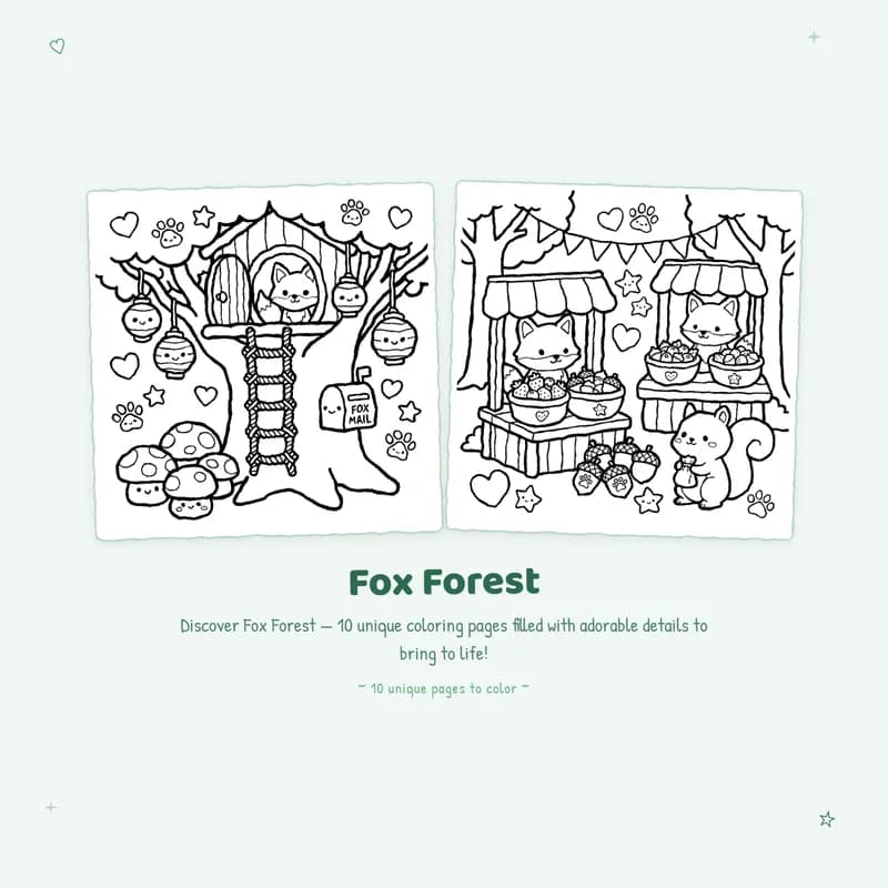 Bold outlines and easy designs for this Fox Forest coloring book perfect for relaxing and creative fun