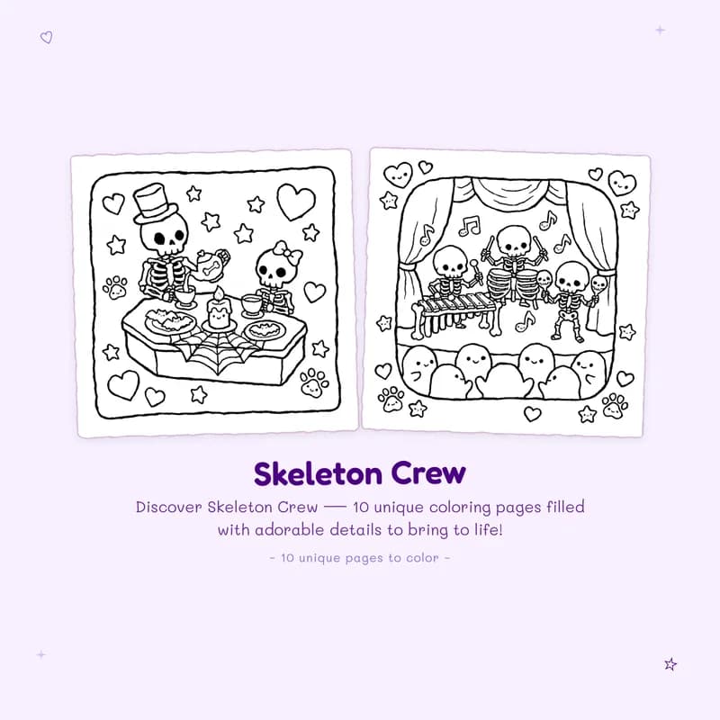 Skeleton Crew coloring book pages with bold outlines and easy designs perfect for kids and adults to enjoy