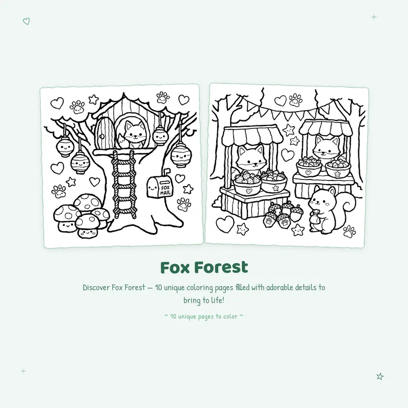 Bold outlines and easy designs for this Fox Forest coloring book perfect for relaxing and creative fun
