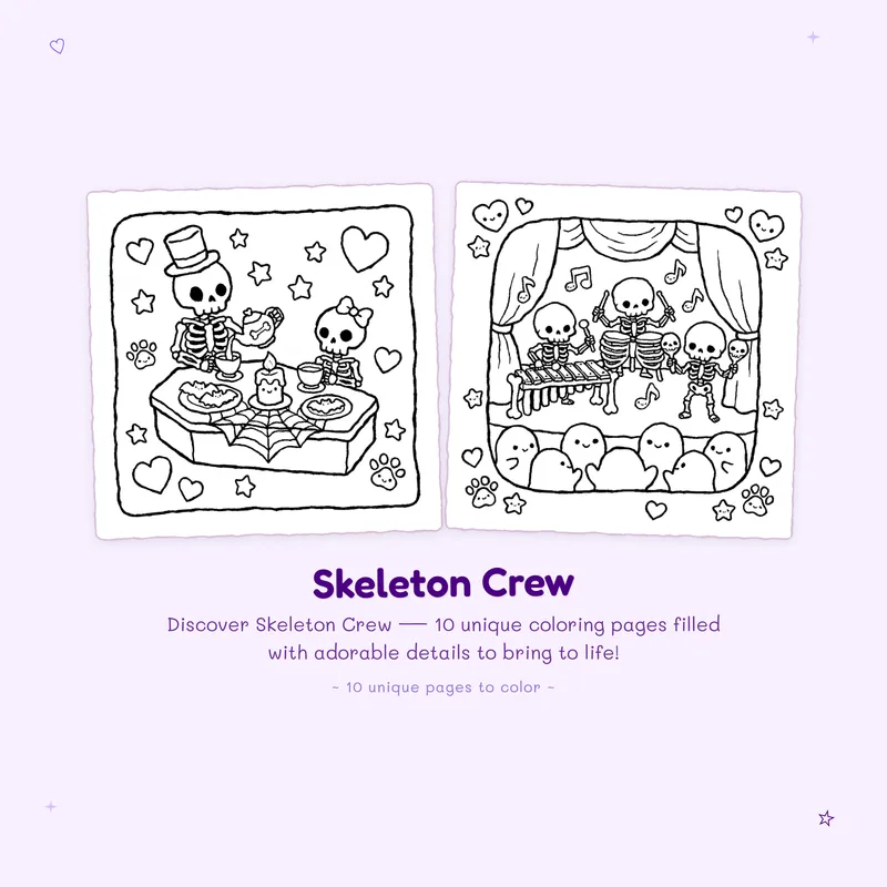 Skeleton Crew coloring book pages with bold outlines and easy designs perfect for kids and adults to enjoy